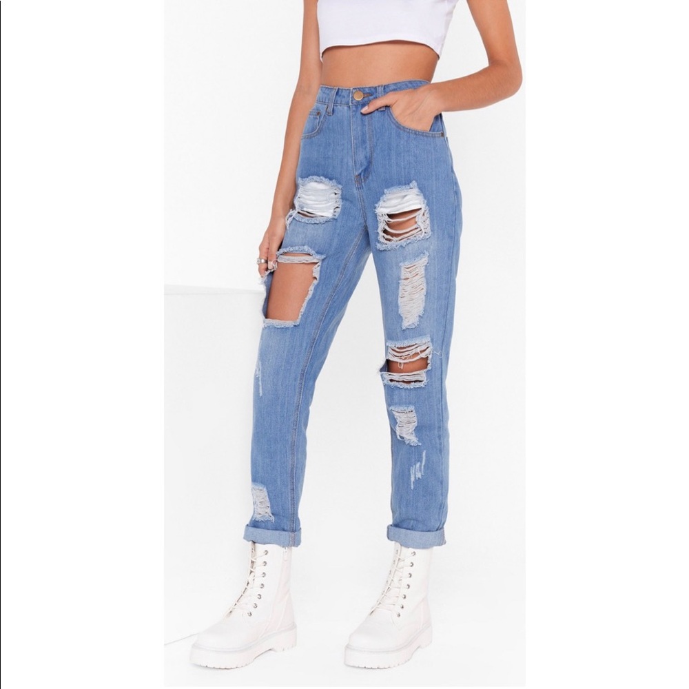 Distressed Mom Jeans